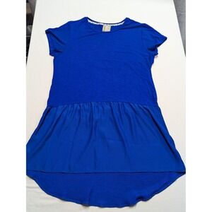 Dolan Left Coast Collection Royal Blue Mixed Media Flounce High Low Top M
